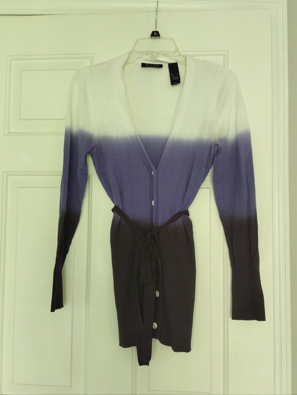 Axcess Liz Claiborne Ombre Button Belted Long Sleeve Cardigan Sweater Size Small